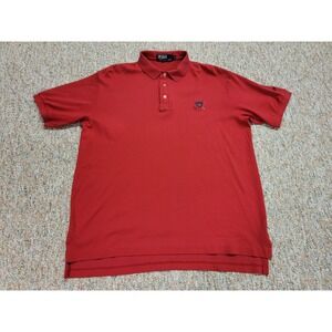 Vintage Ralph Lauren Polo Shirt Mens Large Red Golf Crest Pullover Preppy Casual